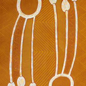 New Arrivals - Combed and Brushed Ochre Paintings by Tiwi Artists