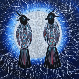 Midnight Chatter Cockatoos Melanie Hava Tali Gallery  61x61  $940 - Copy