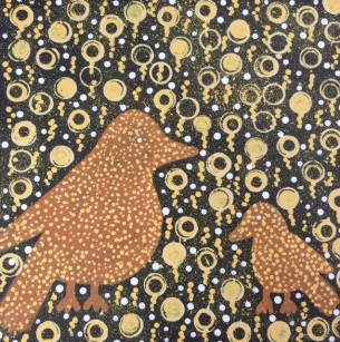 Tali Aboriginal Art Gallery 30x30cm painting of Birds