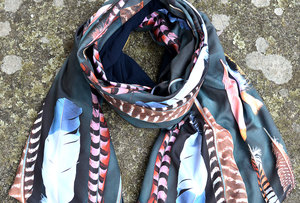 Bamboo and Woollen Scarf  Feather Design at Tali Gallery